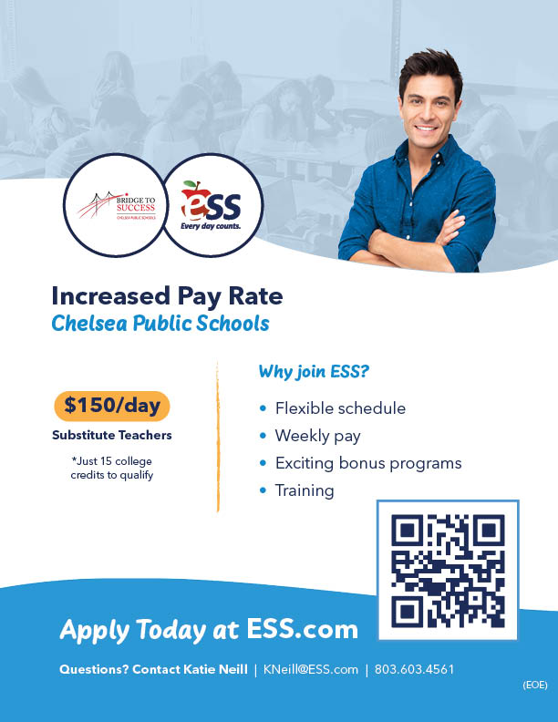 Increased pay rates for substitute teachers in Chelsea